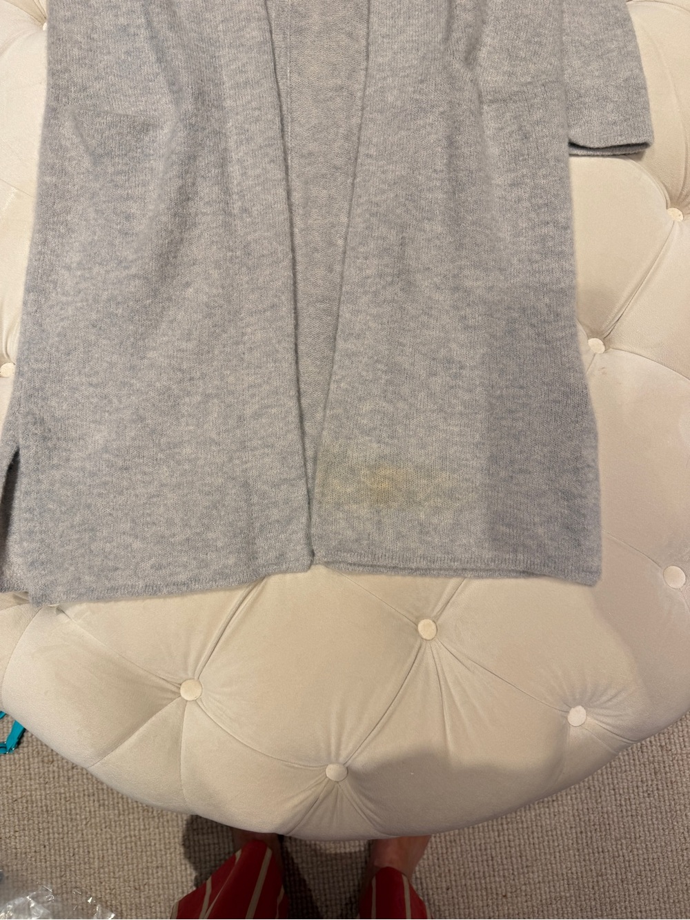 Light Gray Open-Front Longline Cardigan Sweater - Picture 2 of 3